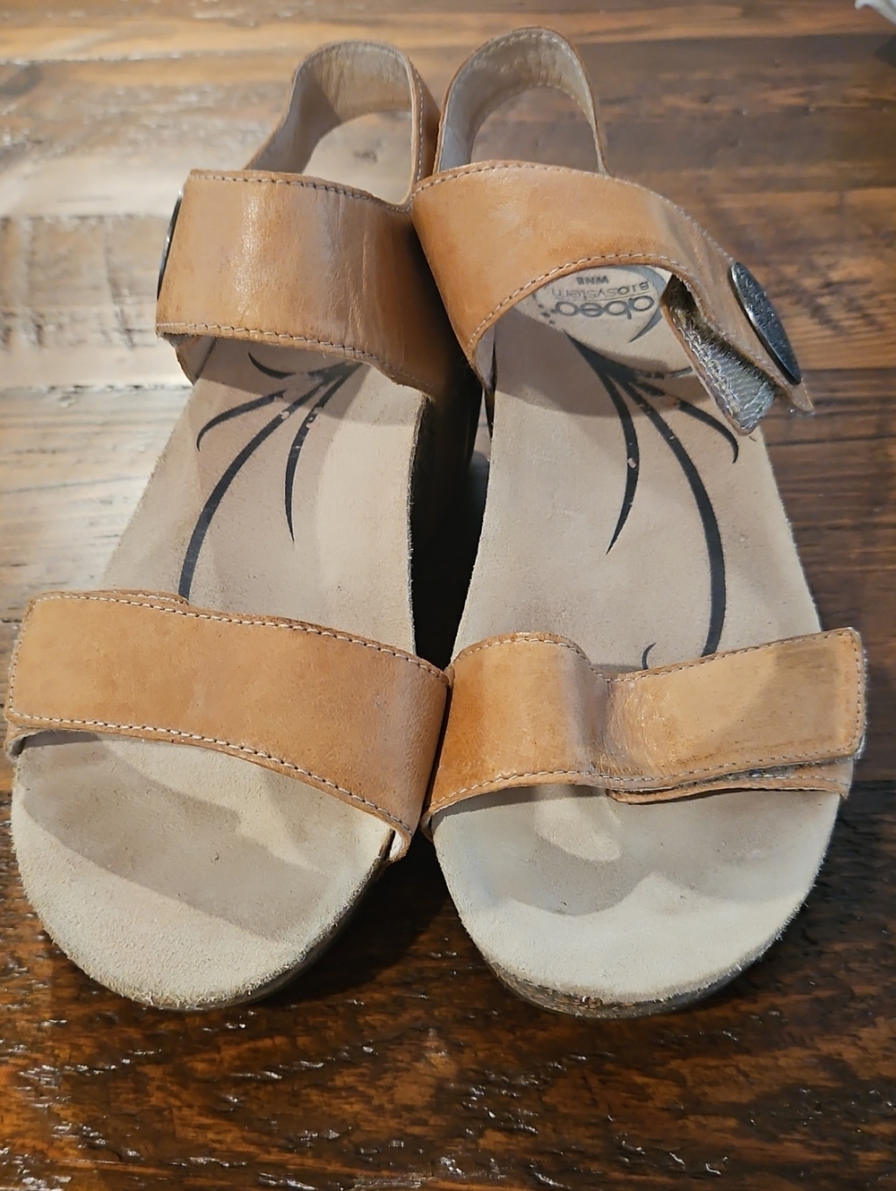 Abeo Biosystem Tan Leather Two-Strap Sandals
